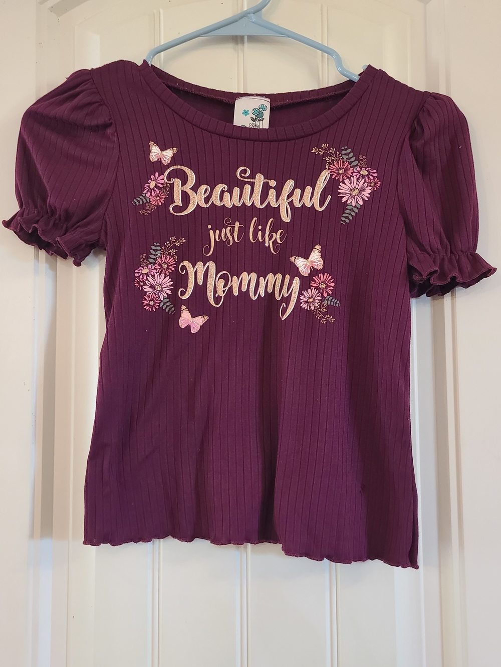 Lily Bleu Plum Ribbed "Beautiful Just Like Mommy" Shirt Size 6x